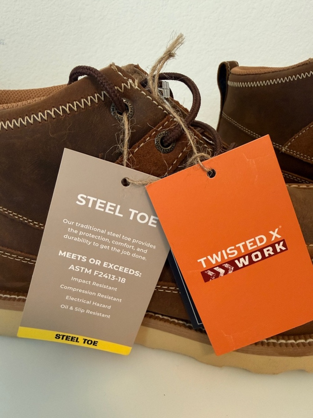 Twisted X Boot Barn Brown Leather Moc Steel Toe Chukka Boots NWT Size 10.5 W - Picture 11 of 11